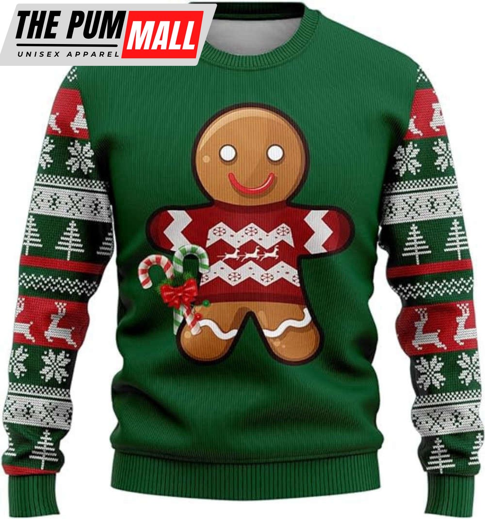 Gingerbread Man Ugly Christmas Sweaters, Gingerman Crewneck Sweater, Gift For Christmas