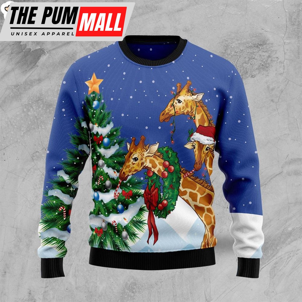 Giraffe Family Xmas Ugly Christmas Sweater – Gift For Pet Lovers – Lover Xmas Sweater Gift