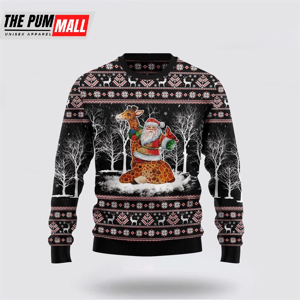 Giraffe Santa Claus Ugly Christmas Sweater