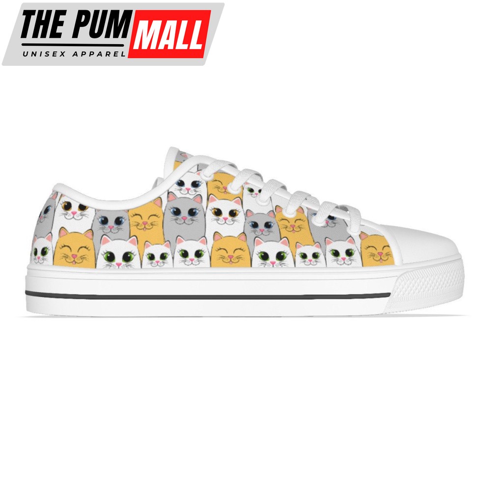 Girls Cat Low Top Sneakers, Cat Sneakers For Kids, Best Gift For Cat Lovers