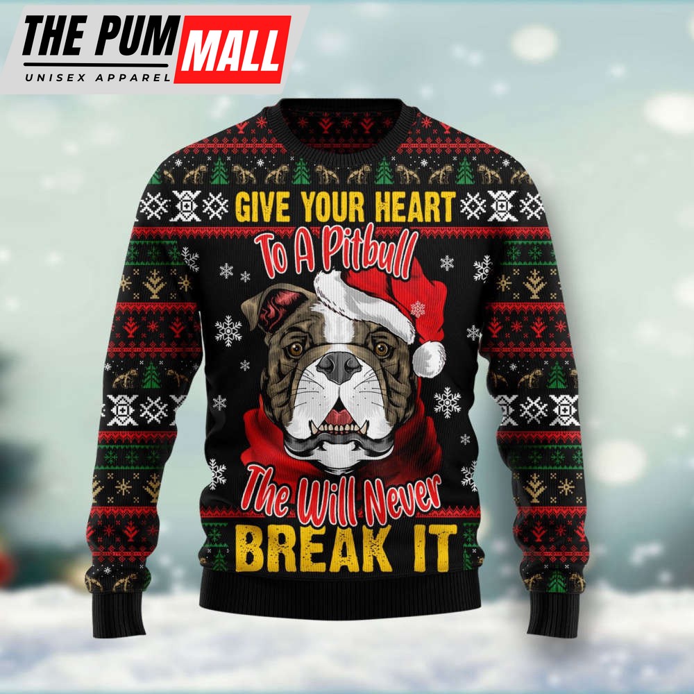 Give Your Heart Pitbull Ugly Christmas Sweater, Christmas Gift For Men And Women