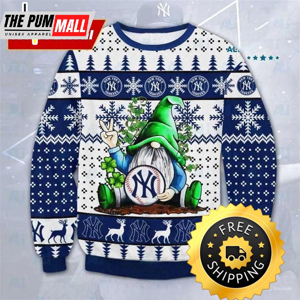 Gnome New York Yankees Ugly Christmas Sweater, New York Yankees Ugly Sweater, MLB Christmas Sweater