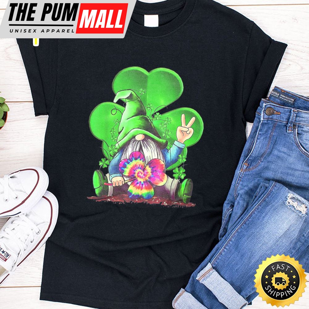 Gnome Tie Dye Shamrock St Patricks Day Gnome For Women Kids T-Shirt