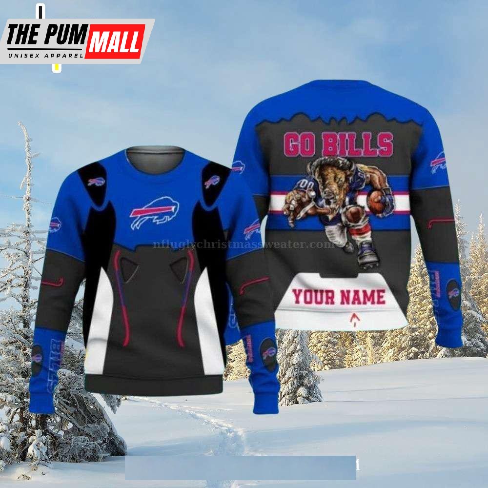 Go Bills Embrace The Mascot Rush Ugly Christmas Sweater