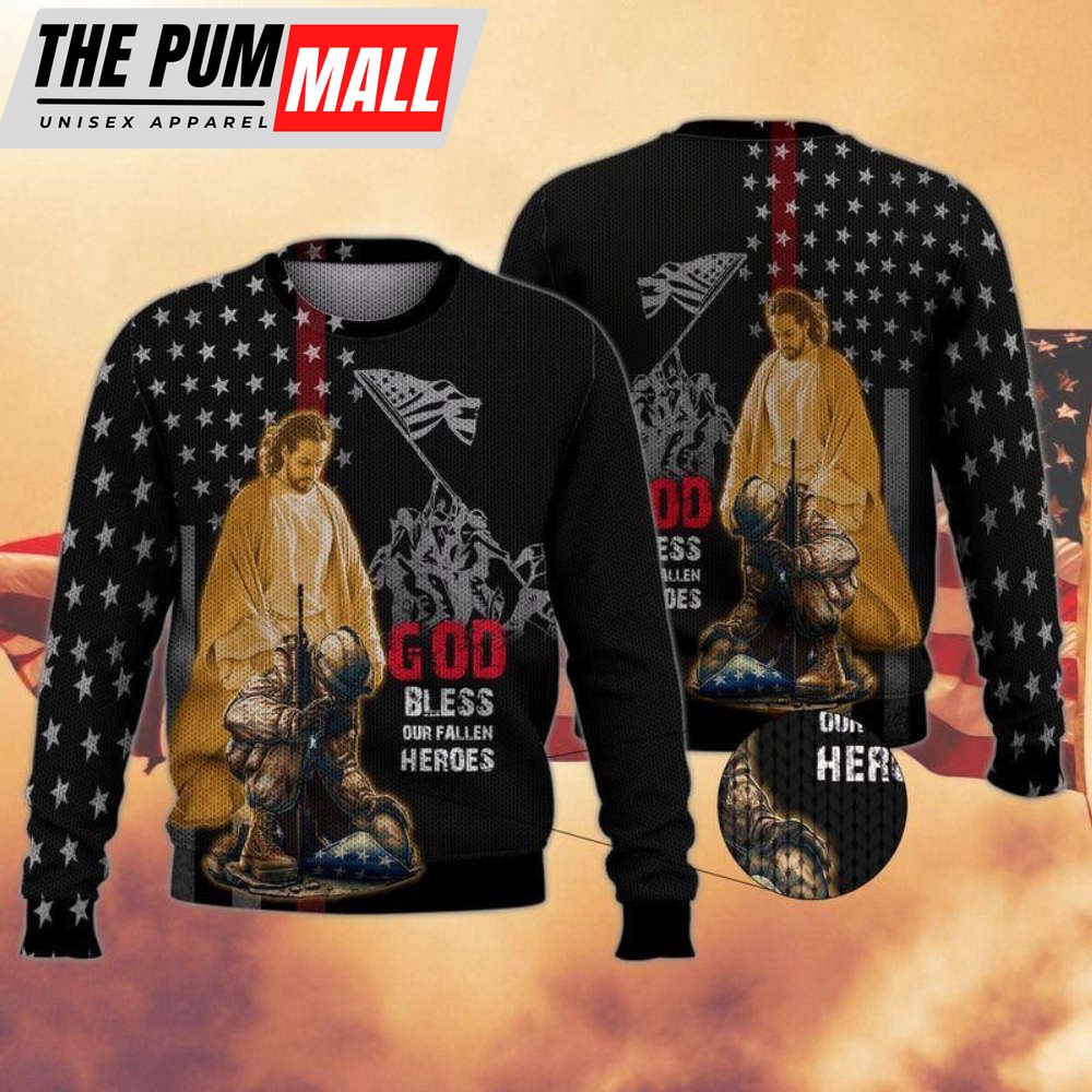 God Bless Veteran Ugly Christmas Sweater – Perfect Christmas Gift!