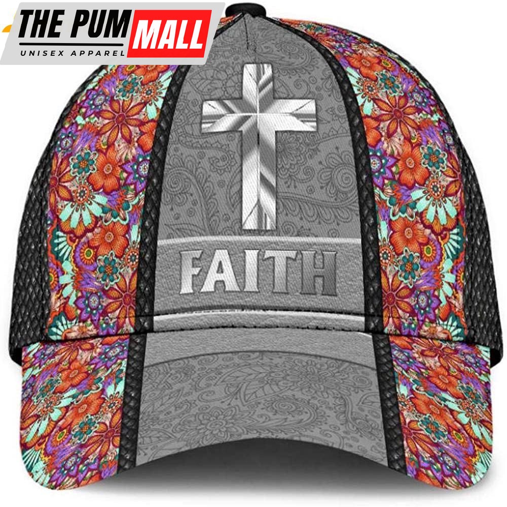 God Cross Mandala Metal Style Faith Flower Classic Baseball Cap