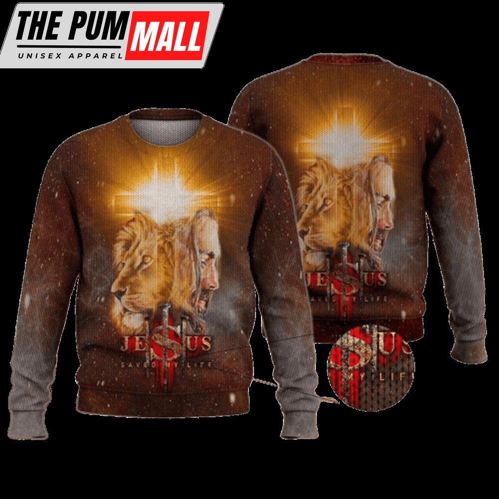 God Jesus Saved My Life Ugly Christmas Sweater 3D Printed Best Gift For Xmas Adult
