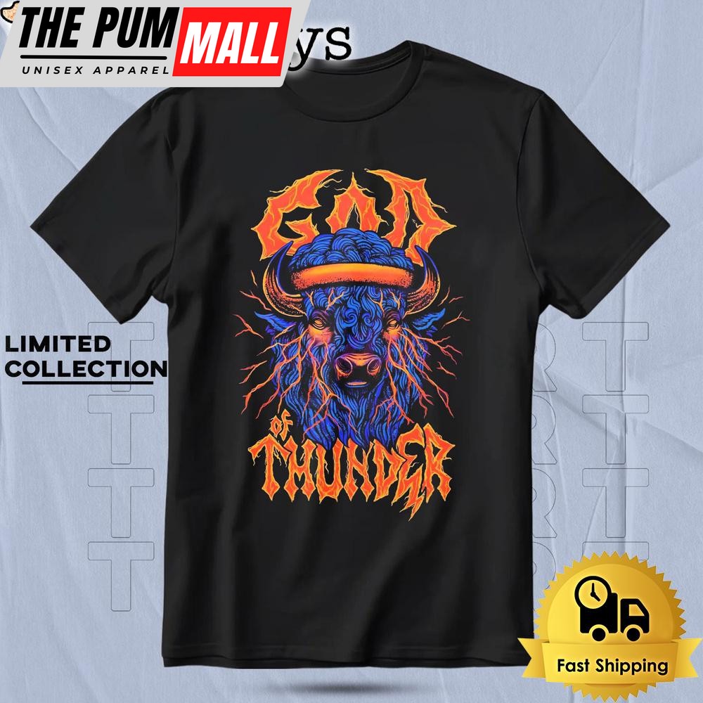 God Of Thunder Electric Bison Okc Basketball T Shirt