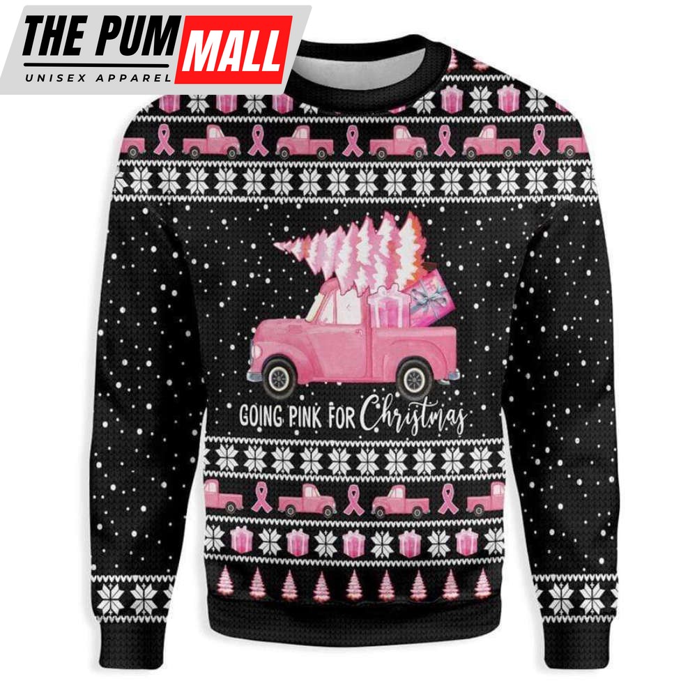 Going Pink For Christmas Breast Cancer Awareness Ugly Christmas Sweater, – Christmas Gift
