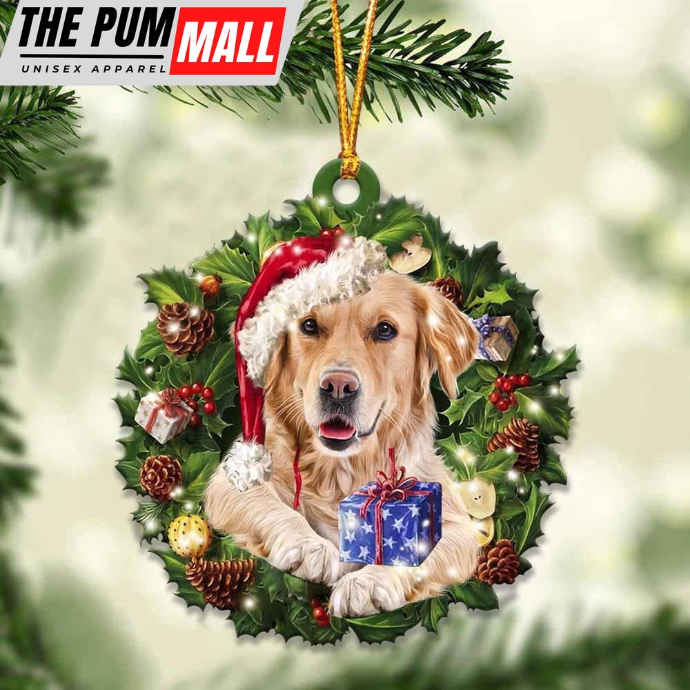 Golden Retriever And Christmas Ornament – Acrylic Dog Ornament – Gifts For Dog Lovers Limited Edition