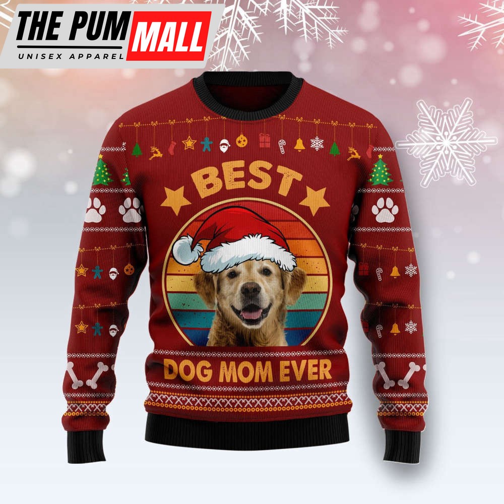 Golden Retriever Best Dog Mom Ever Ugly Christmas Sweater, Gift For Christmas
