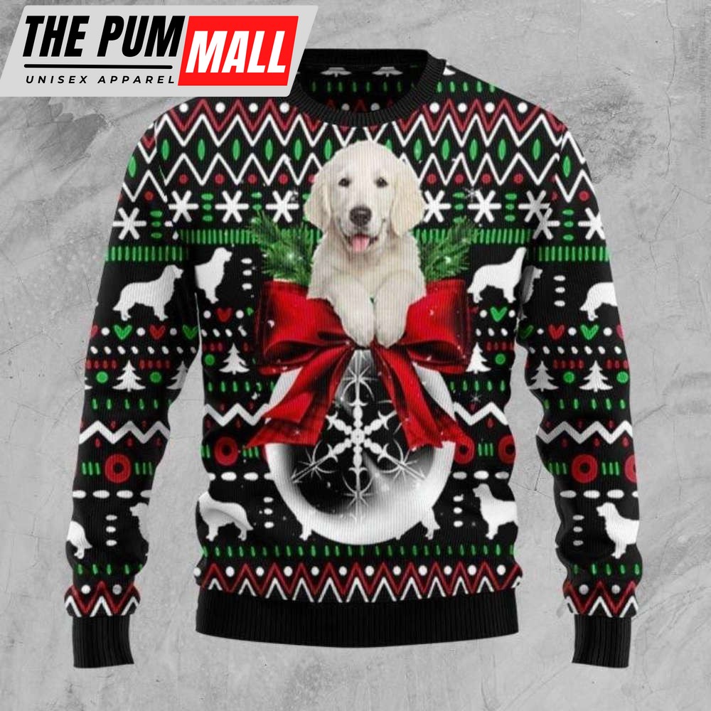 Golden Retriever Dog Xmas Ball Ugly Christmas Sweater, Christmas Gift For Dog Lover