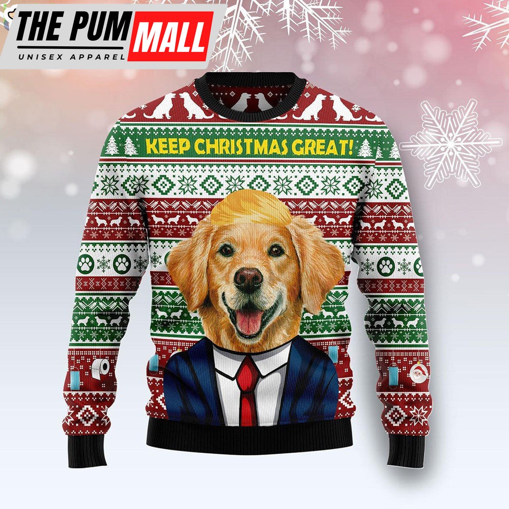 Golden Retriever Keep Christmas Great Dog Lover Funny Family Ugly Christmas Sweater Gifts