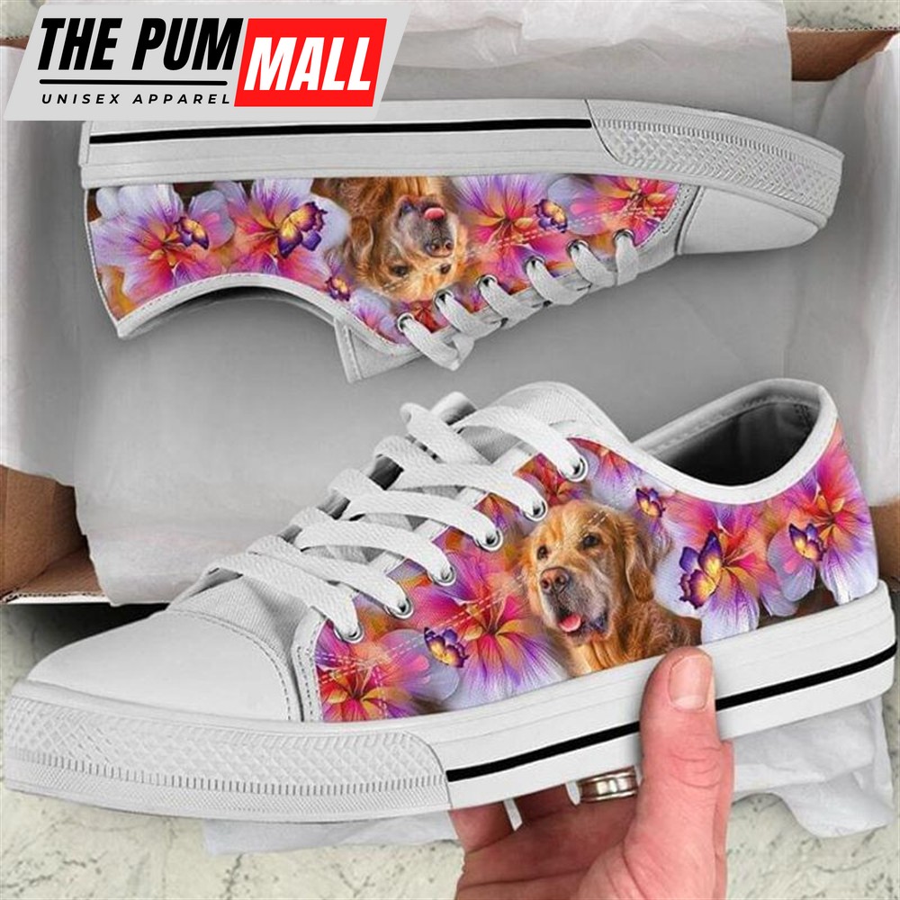 Golden Retriever Low Top Shoes – Gift For Golden Retriever Lovers Canvas Sneaker – Owners Gift Dog Breeders