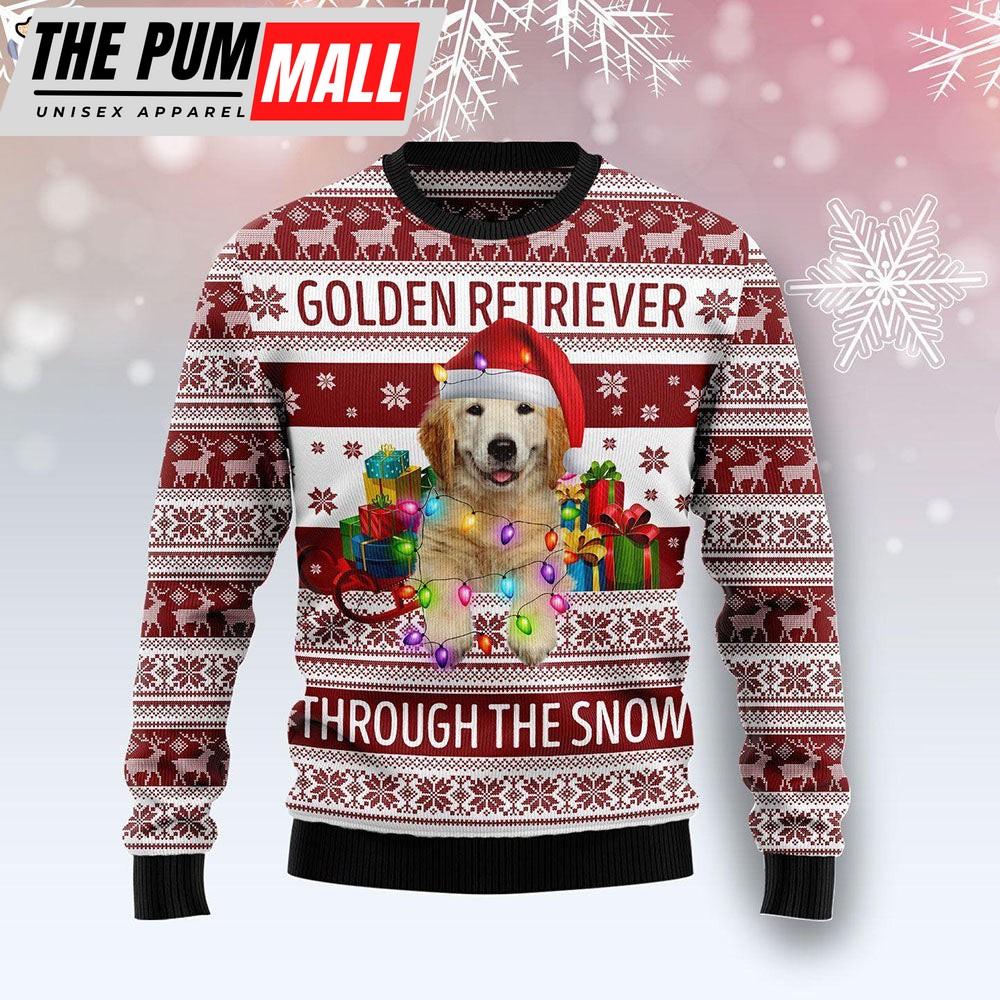 Golden Retriever Through The Snow Dog Lover Ugly Christmas Sweater – Dog Memorial Gift