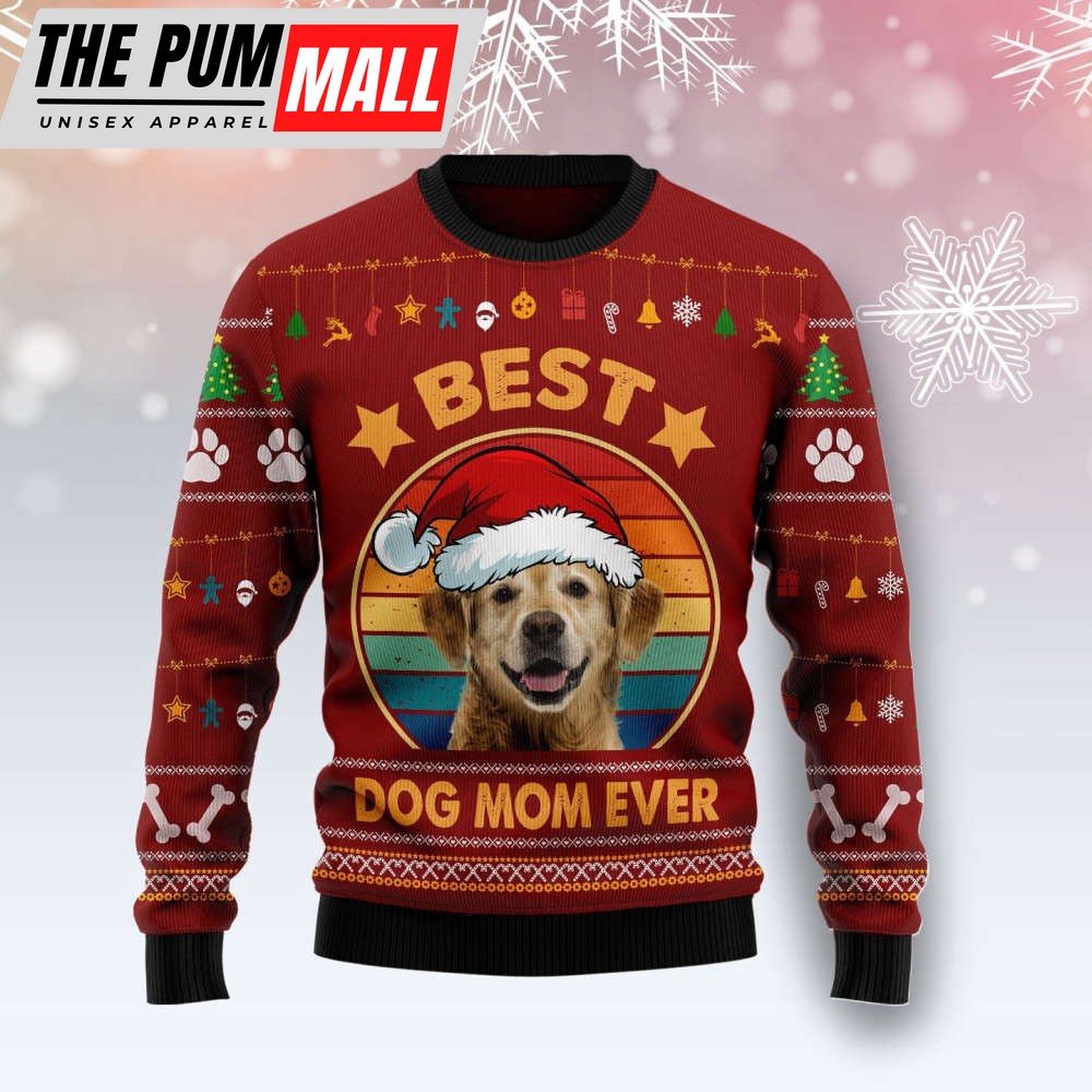 Golden Retriever Ugly Christmas Sweater: Best Dog Mom Ever