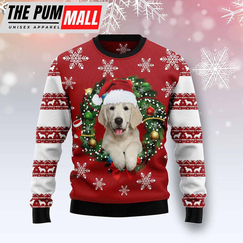 Golden Retriever Wearing Santa’s Hat Cute Dog Ugly Christmas Sweater – Dog Memorial Gift