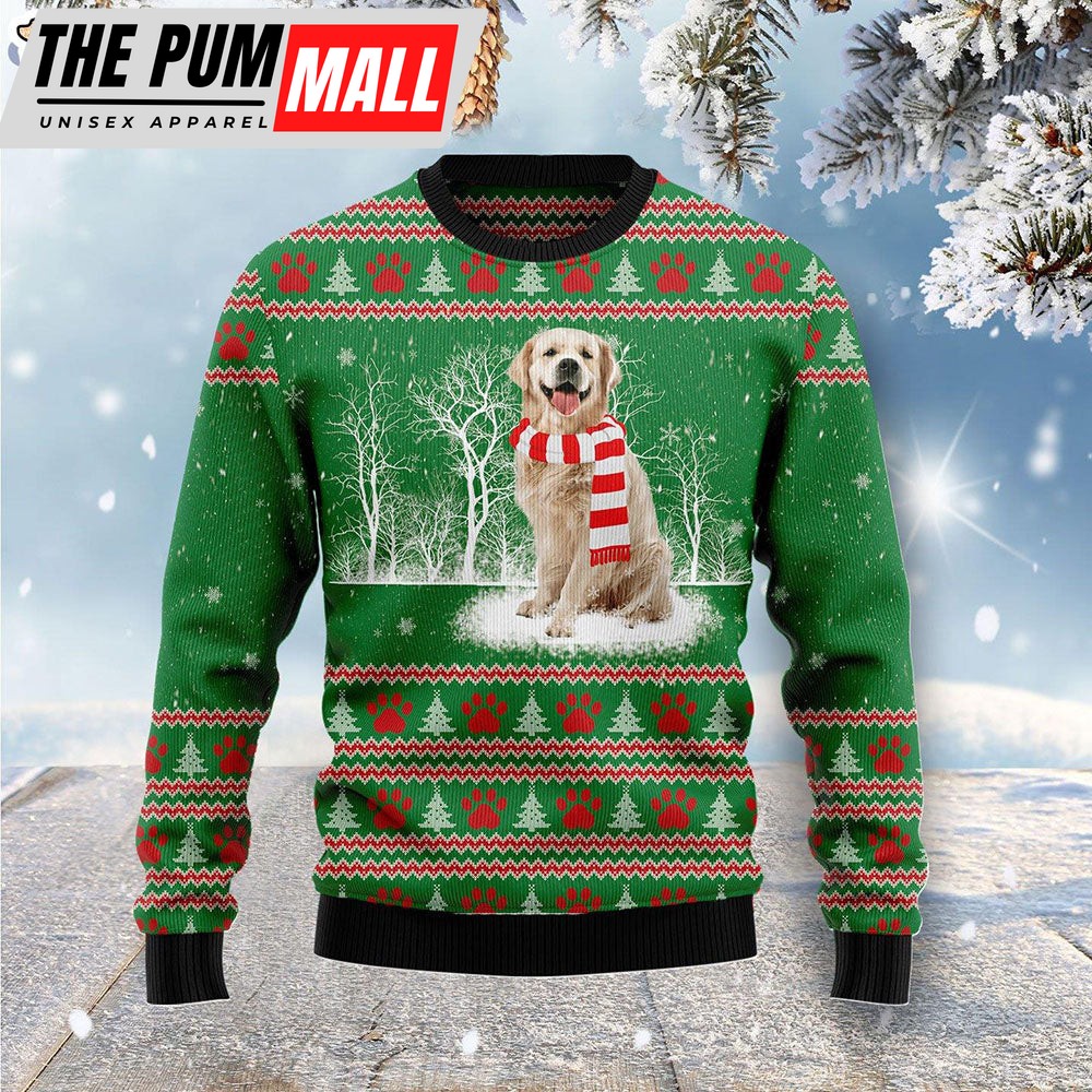 Golden Retriever Winter Tree Dog Lover Funny Family Ugly Christmas Sweater Gifts