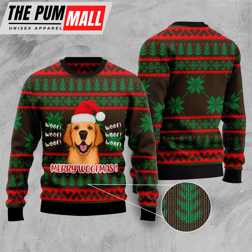golden-retriever-woofmas-ugly-christmas-sweater-gift-for-pet-lovers-unisex-c-soggkrtc Golden Retriever Woofmas Ugly Christmas Sweater – Gift For Pet Lovers – Unisex Crewneck Sweater