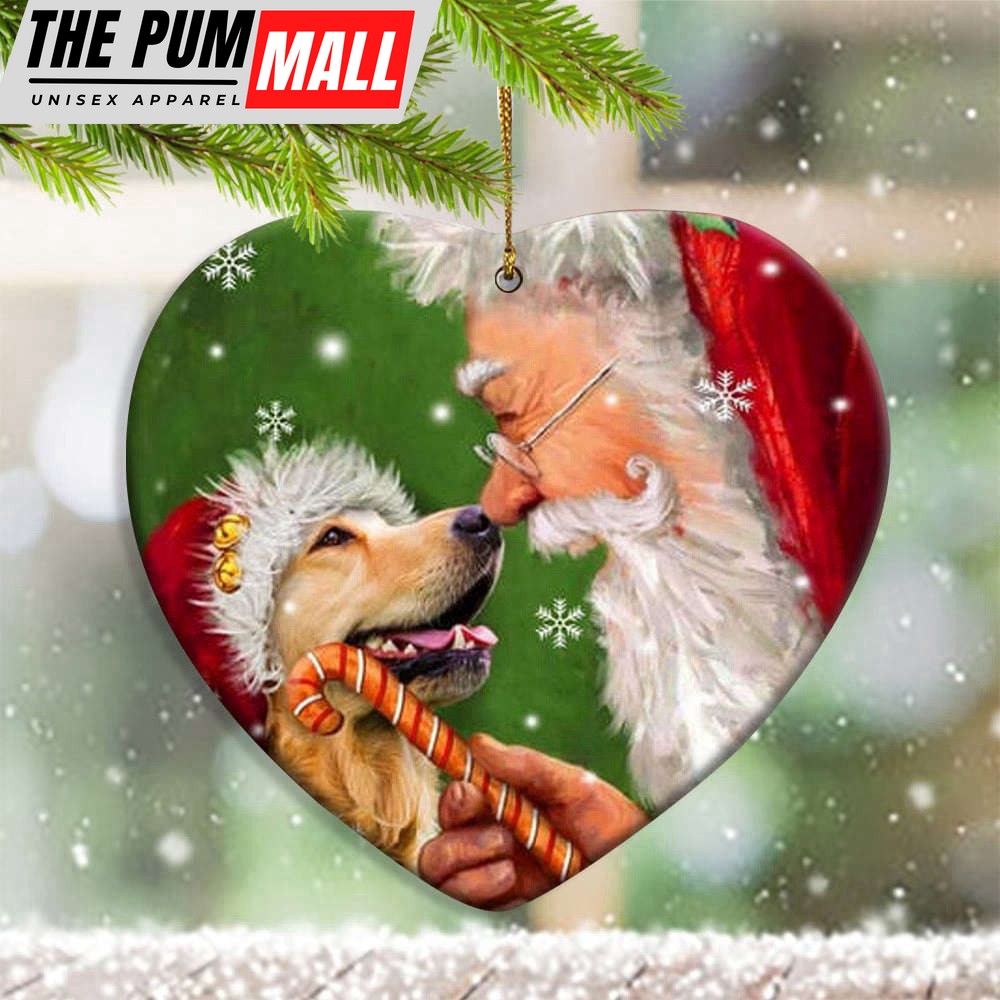 Golden Retrievers With Santa Claus Ornament Dog Christmas Decoration Limited Edition
