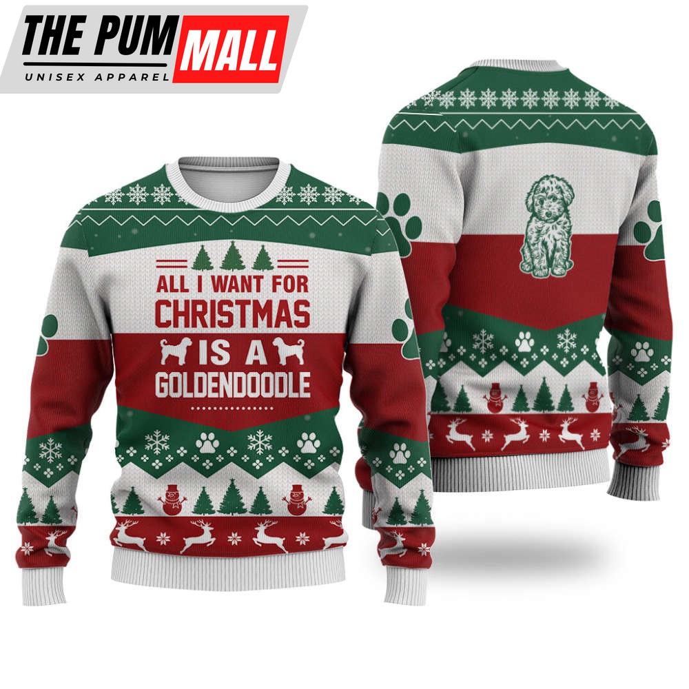 Goldendoodle Dog Christmas Sweater: Festive Knitted Print Sweatshirt – Best Gift for Christmas