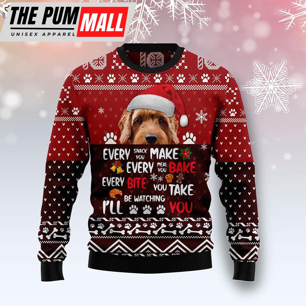 Goldendoodle Will Be Watching You Cute Dog Ugly Christmas Sweater – Dog Memorial Gift