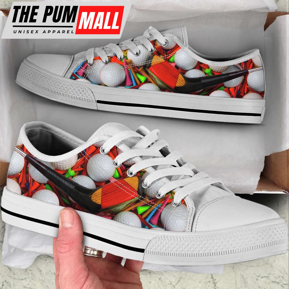 Golf Club Low Top Shoes: Canvas Print Fashionable Casual Gift