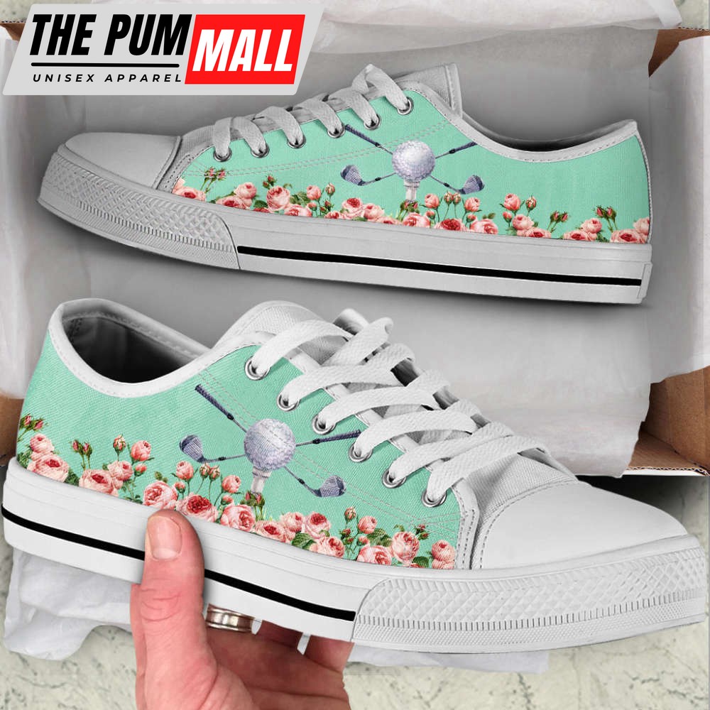 Golf Flower Low Top Shoes Canvas Print Lowtop Trendy Fashion Casual Shoes Gift For Adults