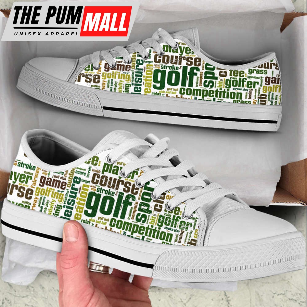 Golf Word Cloud Low Top Canvas Print Shoes – Trendy & Fashionable