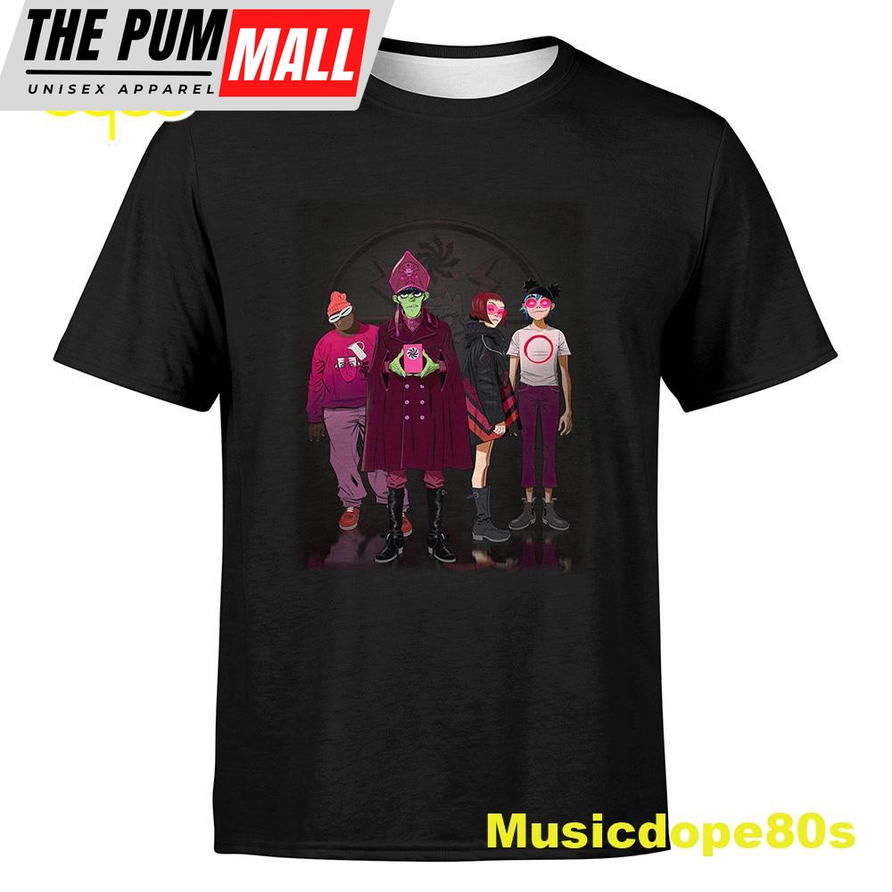 Gorillaz North America World Tour 2025 Metal Rock Band T-shirt