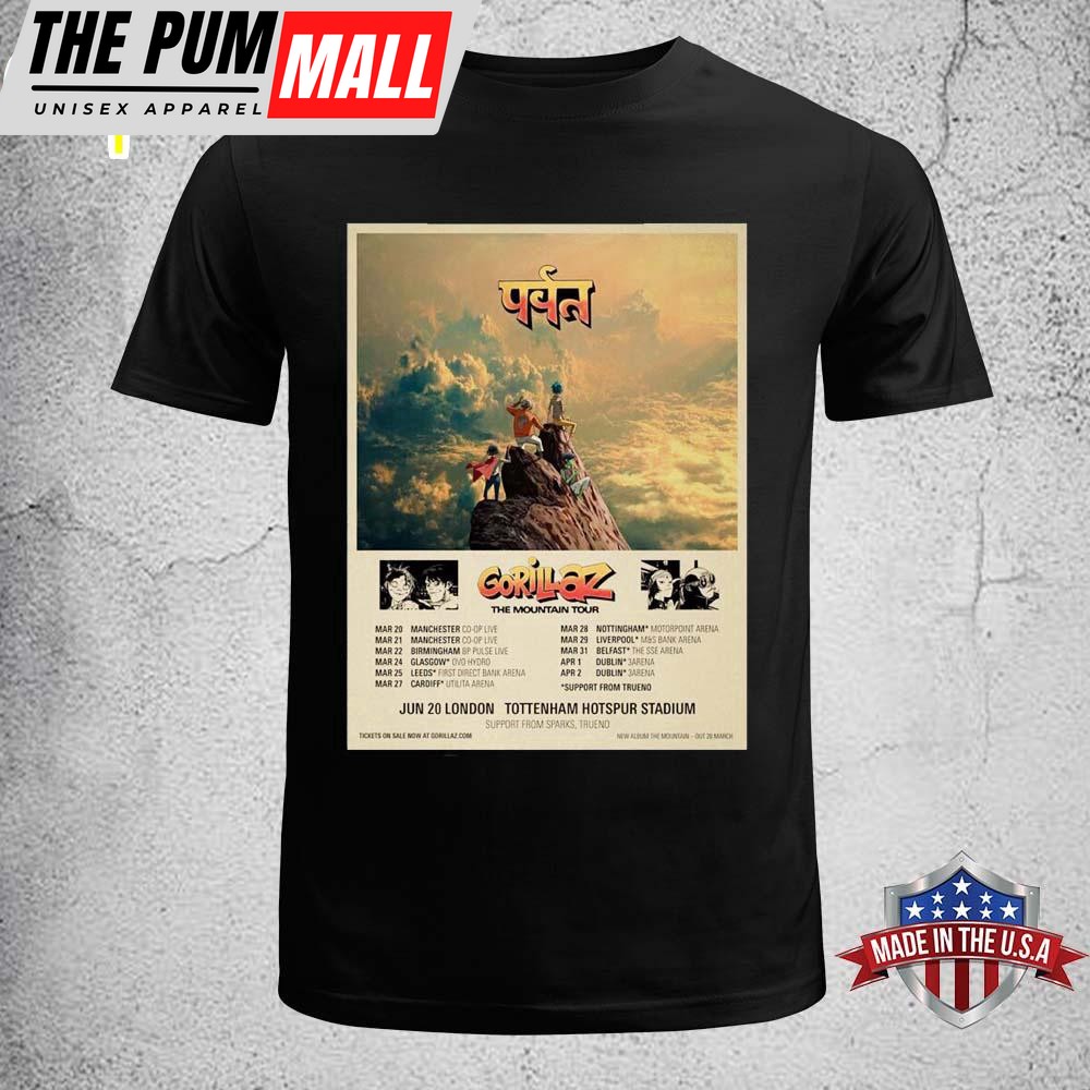 Gorillaz The Mountain Tour UK And Ireland Arenas 2026 Unisex T-Shirt