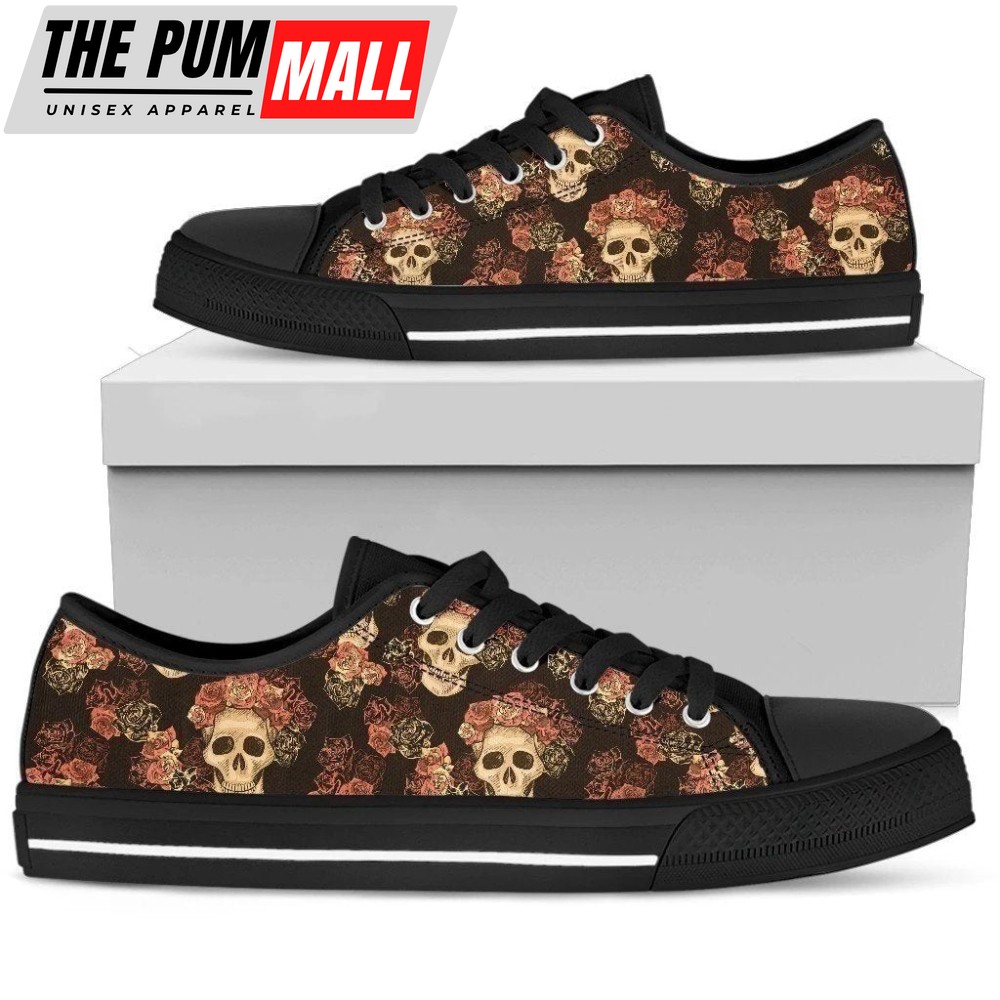 Gothic Skull & Roses Women’s Low Top Shoes Gift Idea NH09
