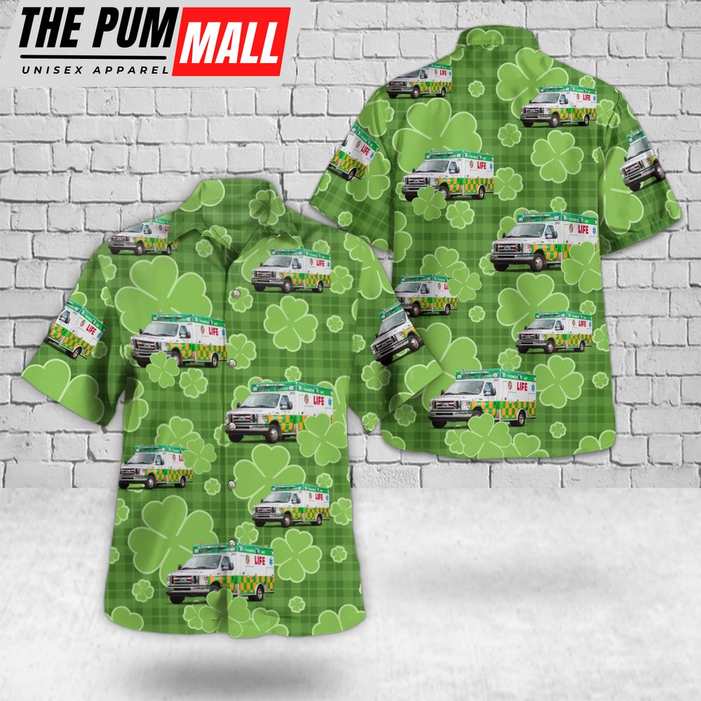 Grand Rapids, Michigan, Life EMS St Patrick’s Day Hawaiian Shirt, Shamrock Hawaiian Shirt