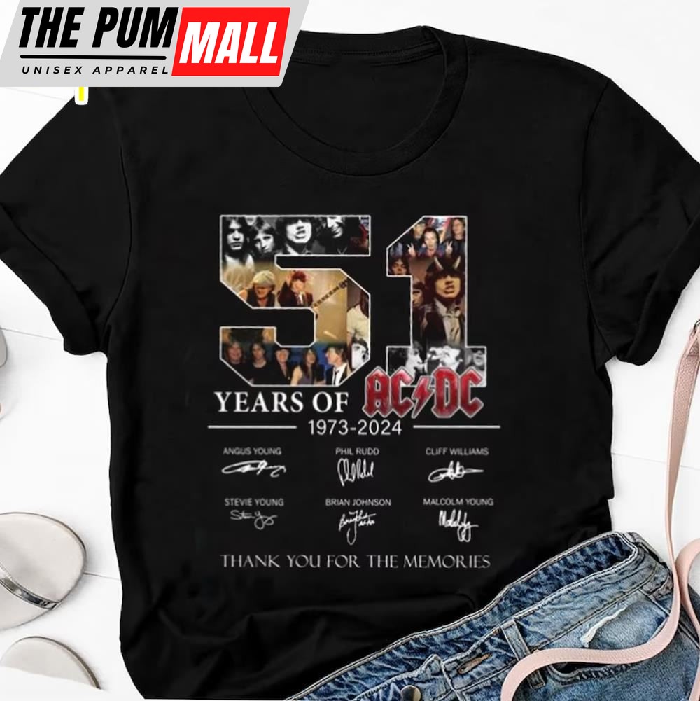 Graphic 51 Years Acdc 1973-2025 Shirt, Rock Band Acdc Tour 2025 Shirt