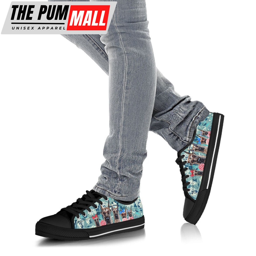 great-dane-dog-flowers-low-top-shoes-canvas-sneakers-casual-shoes-nlnm959i Great Dane Dog Flowers Low Top Shoes Canvas Sneakers Casual Shoes