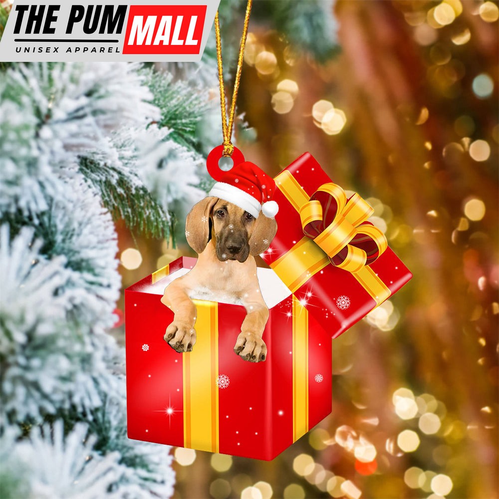 Great Dane In Red Gift Box Christmas Ornament – Holiday Dog Ornaments Limited Edition