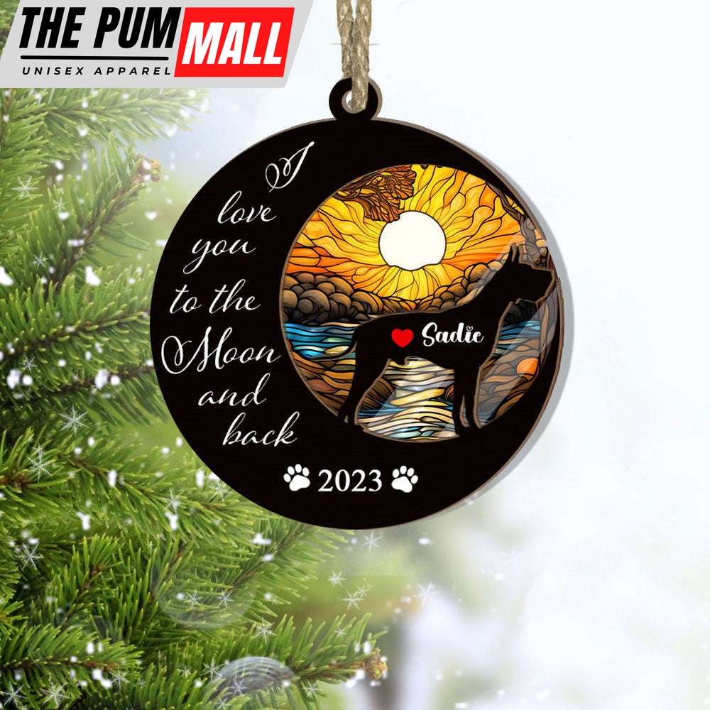 Great Dane Suncatcher Ornament, Love You To The Mon And Back, Great Dane Loss, Memorial Dog Ornament Limited Edition