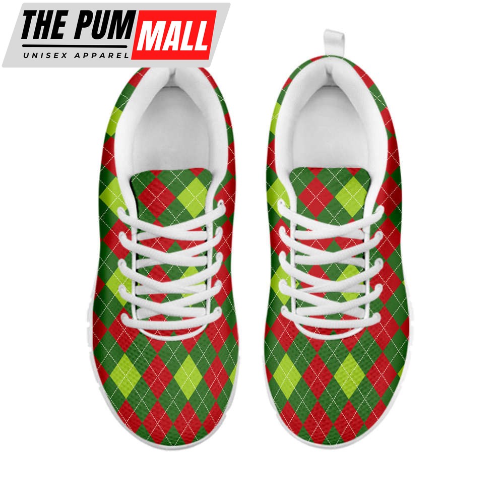 green-and-red-christmas-argyle-print-white-running-shoes-gift-for-men-and-women-jsd1wbcb Green And Red Christmas Argyle Print White Running Shoes, Gift For Men And Women