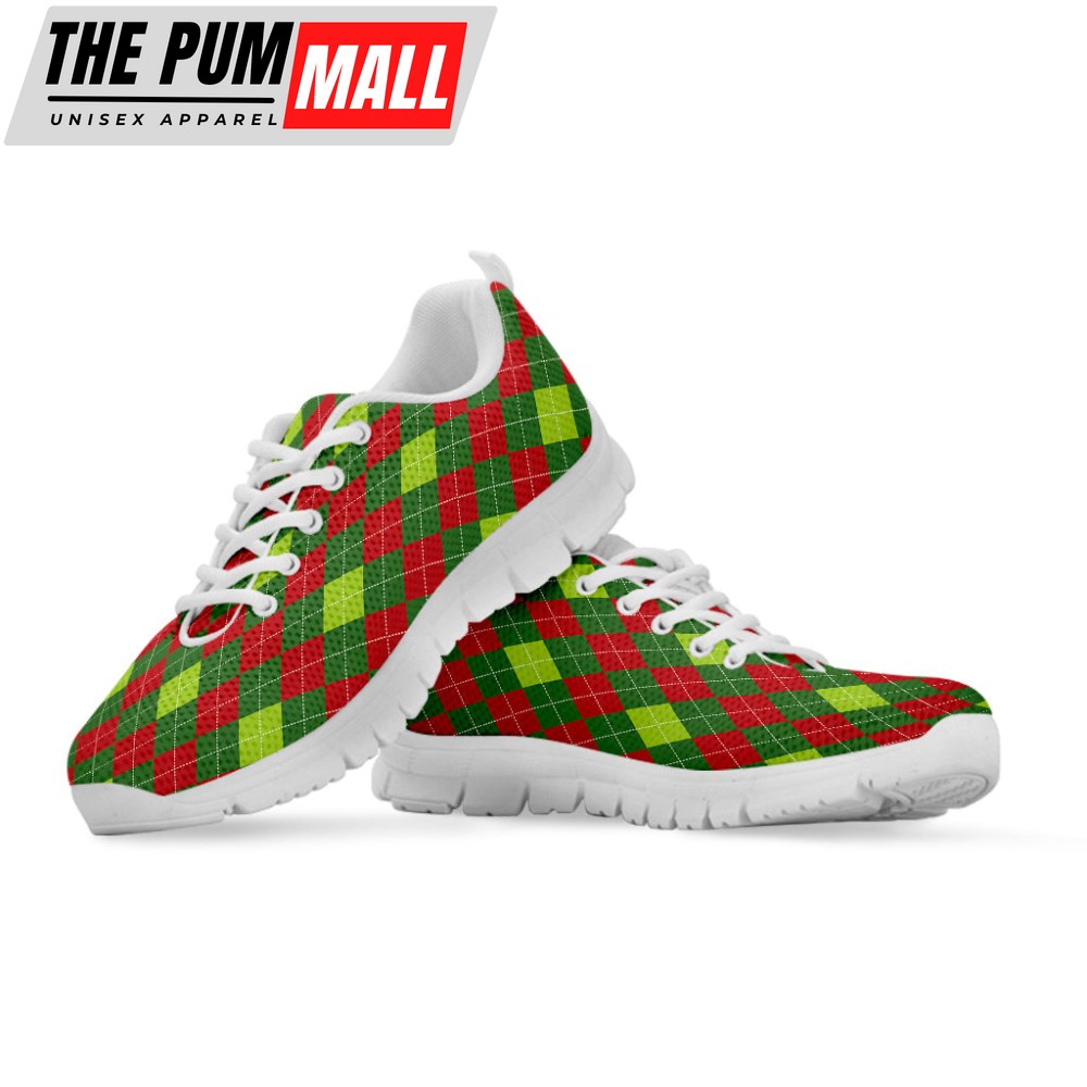 green-and-red-christmas-argyle-print-white-running-shoes-gift-for-men-and-women-jsd1wbcb Green And Red Christmas Argyle Print White Running Shoes, Gift For Men And Women