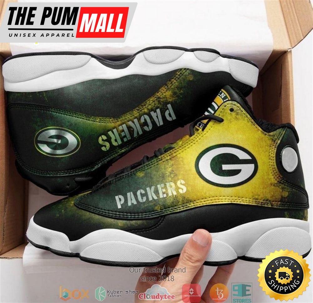 Green Bay Packer Nfl Big Logo Football Team 3 Air Jd 13 Sneaker Shoes