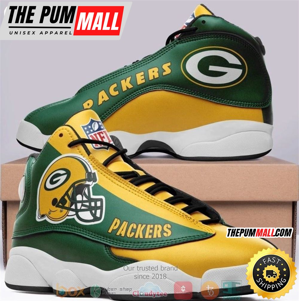Green Bay Packer Nfl Football Helmet Football Team 6 Air Jd 13 Sneaker Shoes