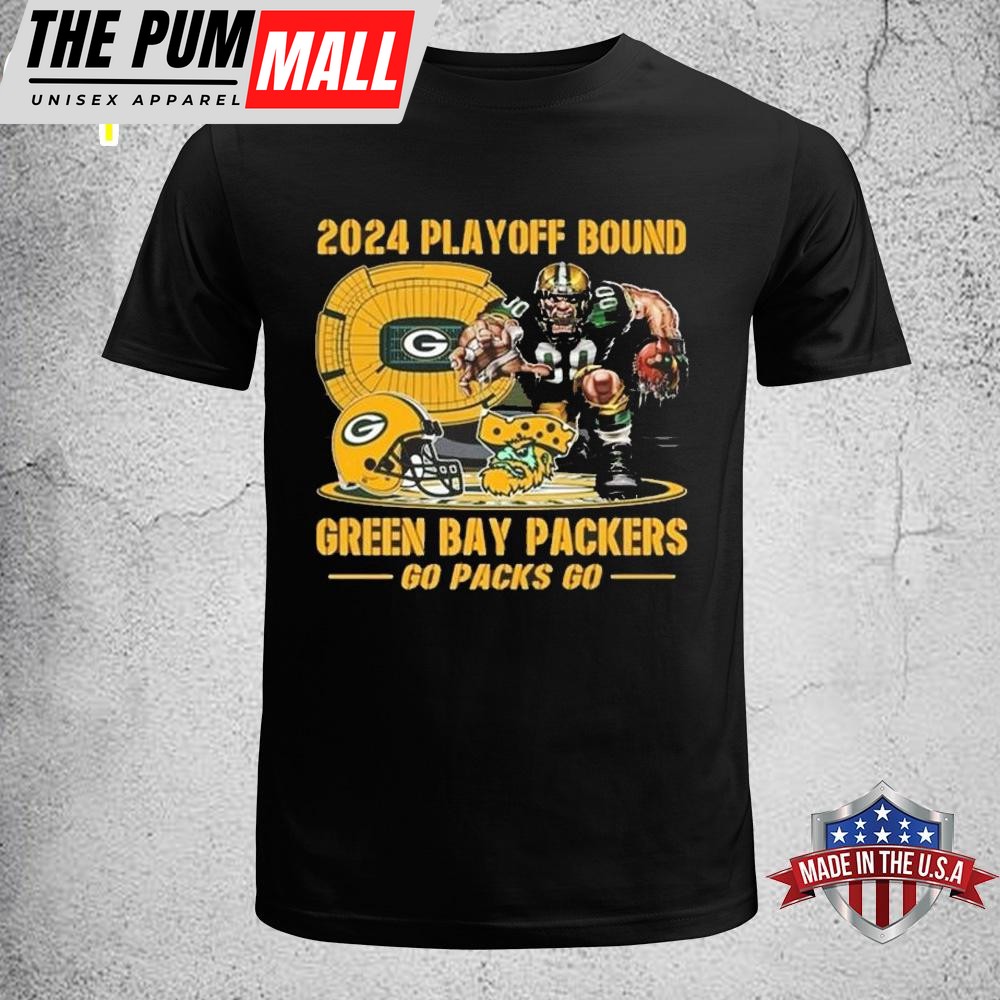 Green Bay Packers 2024 Playoff Bound Go Packs Go Mascot Unisex T-Shirt