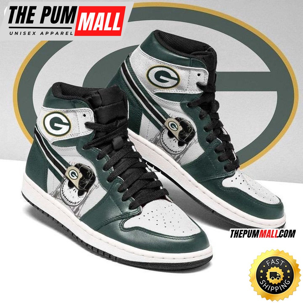 Green Bay Packers Air Jd 1 Shoes Jack Skellington Printing Shoes Sneaker