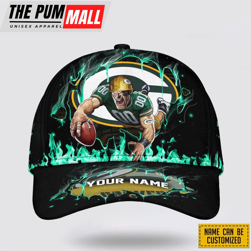 Green Bay Packers All Over Printed Nfl Baseball Caps Custom Name Caps Best Gift For Fans
