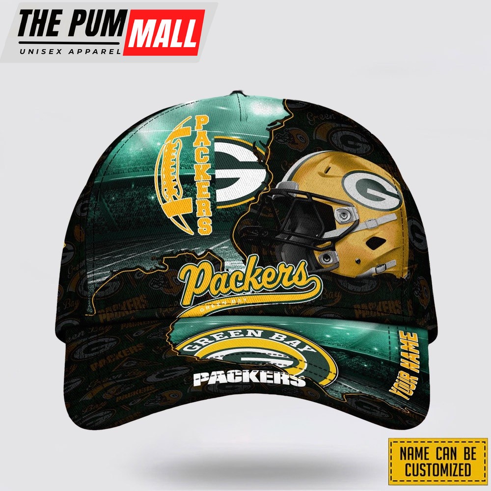 Green Bay Packers All Over Printed Nfl Baseball Caps Custom Name Caps Limited Edition Gift