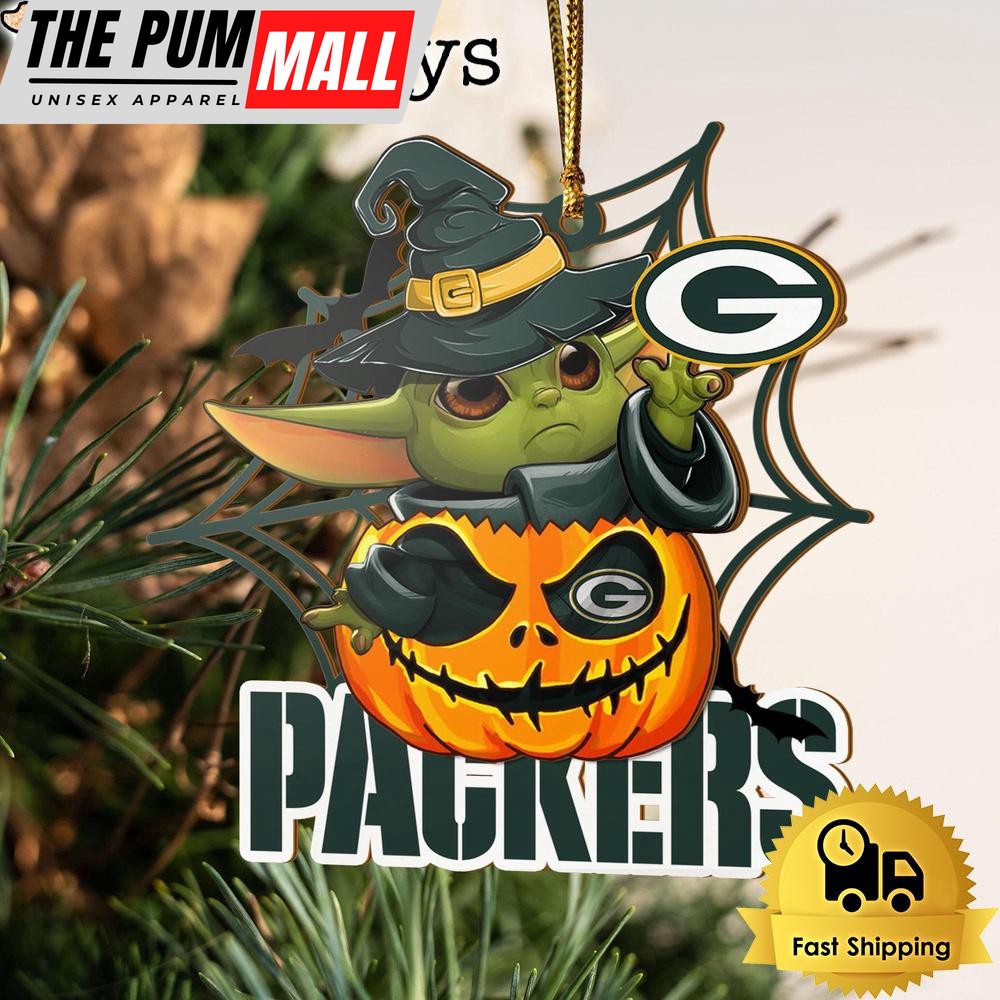 Green Bay Packers Baby Yoda Pumpkin Halloween Ornament Limited Edition