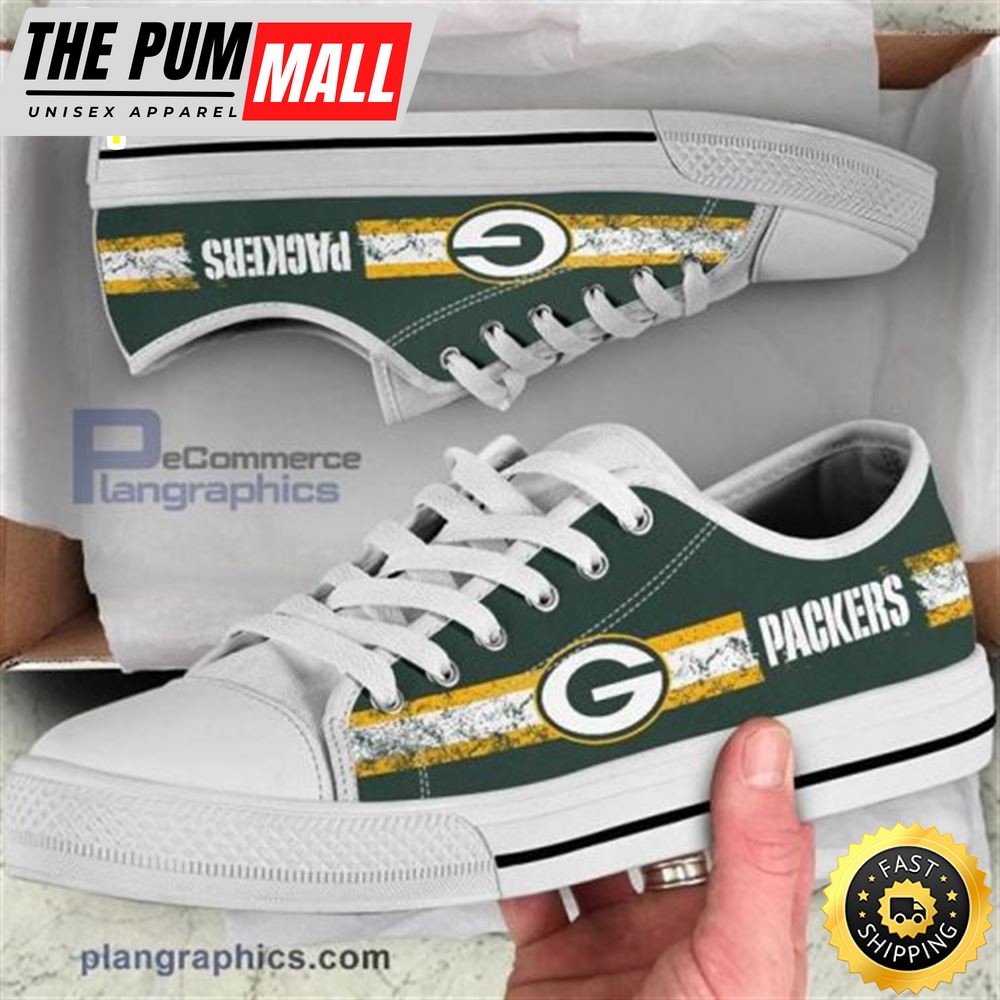 Green Bay Packers Canvas Shoes Low Top White Shoes