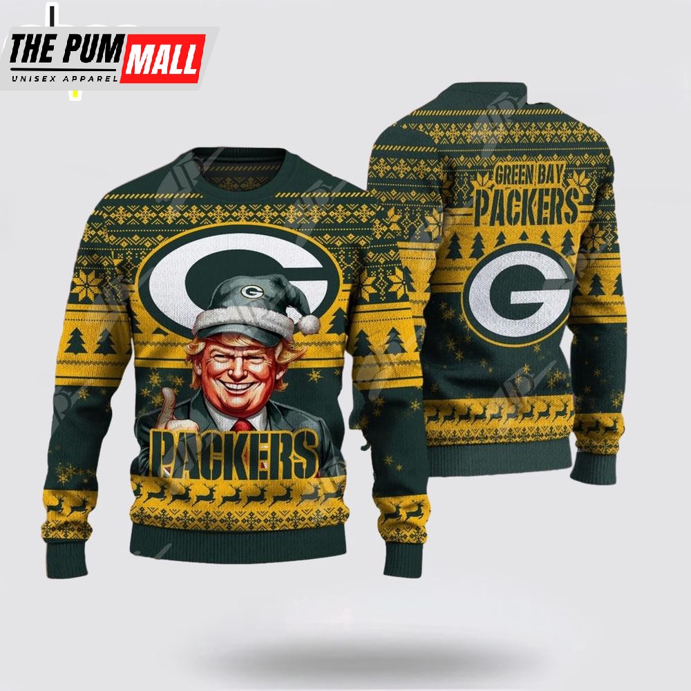 Green Bay Packers Christmas Donald Trump Knitted Sweater