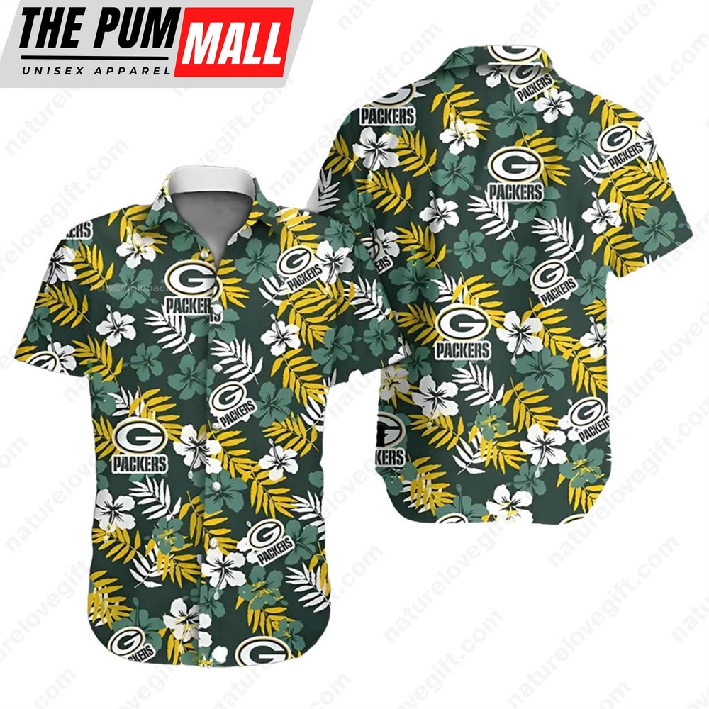 Green Bay Packers Floral Tropical Hawaiian Shirt Packers Aloha