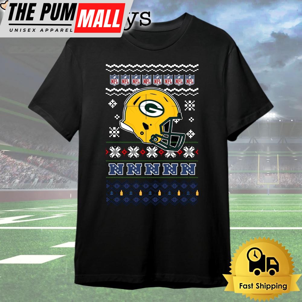 Green Bay Packers Helmet Team Christmas T Shirt